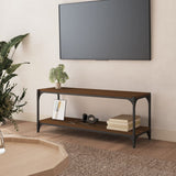 NNEVL TV Cabinet Brown Oak 100x33x41 cm Engineered Wood and Steel