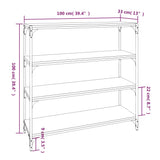 NNEVL Book Cabinet Smoked Oak 100x33x100 cm Engineered Wood and Steel