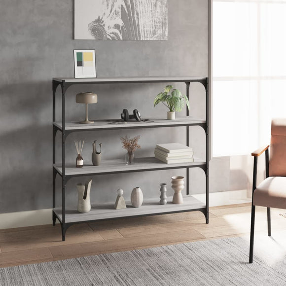 NNEVL Book Cabinet Grey Sonoma 100x33x100 cm Engineered Wood and Steel