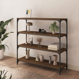 NNEVL Book Cabinet Brown Oak 100x33x100 cm Engineered Wood and Steel