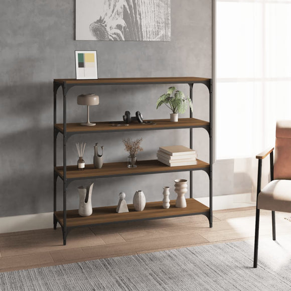 NNEVL Book Cabinet Brown Oak 100x33x100 cm Engineered Wood and Steel