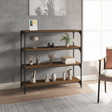 NNEVL Book Cabinet Brown Oak 100x33x100 cm Engineered Wood and Steel