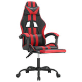 NNEVL Swivel Gaming Chair with Footrest Black&Red Faux Leather