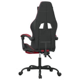 NNEVL Swivel Gaming Chair with Footrest Black&Wine Red Faux Leather