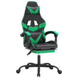 NNEVL Swivel Gaming Chair with Footrest Black&Green Faux Leather