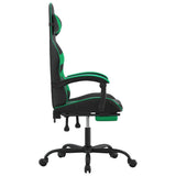 NNEVL Swivel Gaming Chair with Footrest Black&Green Faux Leather