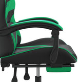 NNEVL Swivel Gaming Chair with Footrest Black&Green Faux Leather