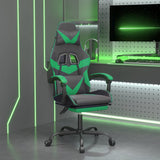 NNEVL Swivel Gaming Chair with Footrest Black&Green Faux Leather