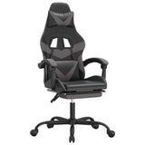 NNEVL Swivel Gaming Chair with Footrest Black&Grey Faux Leather