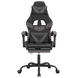 NNEVL Swivel Gaming Chair with Footrest Black&Grey Faux Leather