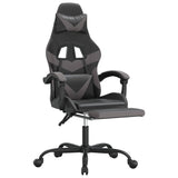 NNEVL Swivel Gaming Chair with Footrest Black&Grey Faux Leather