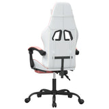 NNEVL Swivel Gaming Chair with Footrest White&Pink Faux Leather
