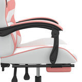 NNEVL Swivel Gaming Chair with Footrest White&Pink Faux Leather