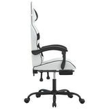 NNEVL Swivel Gaming Chair with Footrest White&Black Faux Leather