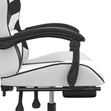 NNEVL Swivel Gaming Chair with Footrest White&Black Faux Leather