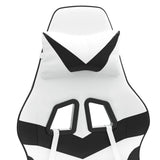 NNEVL Swivel Gaming Chair with Footrest White&Black Faux Leather