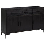 NNEVL Sideboard Black 110x35x70 cm Solid Recycled Pinewood