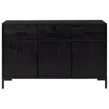 NNEVL Sideboard Black 110x35x70 cm Solid Recycled Pinewood