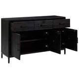 NNEVL Sideboard Black 110x35x70 cm Solid Recycled Pinewood