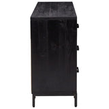 NNEVL Sideboard Black 110x35x70 cm Solid Pinewood