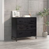 NNEVL Chest of Drawers Black 75x35x70 cm Solid Pinewood