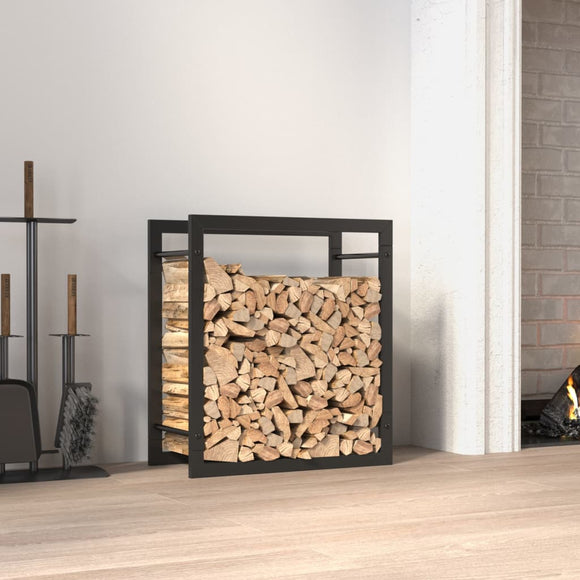NNEVL Firewood Rack Matt Black 50x28x56 cm Steel