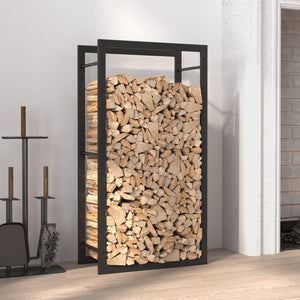 NNEVL Firewood Rack Matt Black 50x28x94 cm Steel
