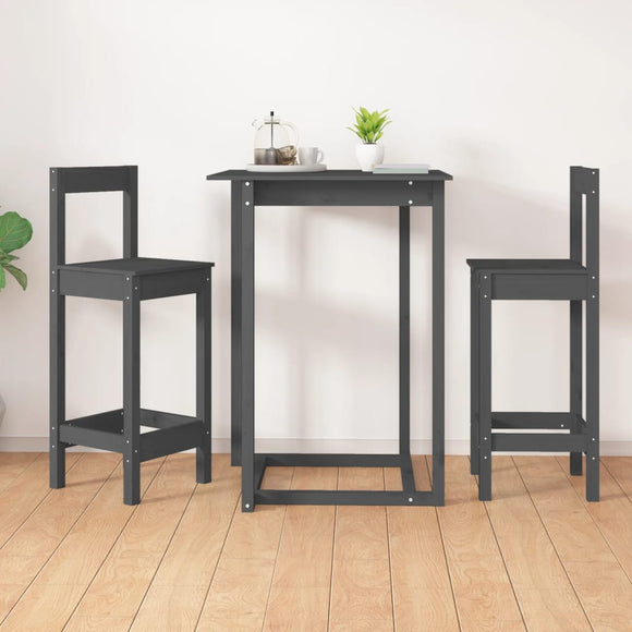 NNEVL Bar Chairs 2 pcs Grey 40x41.5x112 cm Solid Wood Pine