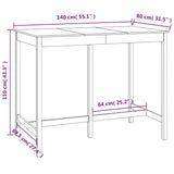 NNEVL Bar Table 140x80x110 cm Solid Wood Pine