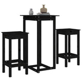 NNEVL 3 Piece Bar Set Black Solid Wood Pine