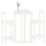 NNEVL 3 Piece Bar Set White Solid Wood Pine