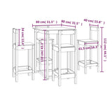 NNEVL 5 Piece Bar Set Solid Wood Pine