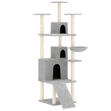 NNEVL Cat Tree with Sisal Scratching Posts Light Grey 175 cm
