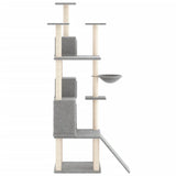 NNEVL Cat Tree with Sisal Scratching Posts Light Grey 175 cm