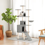 NNEVL Cat Tree with Sisal Scratching Posts Light Grey 175 cm