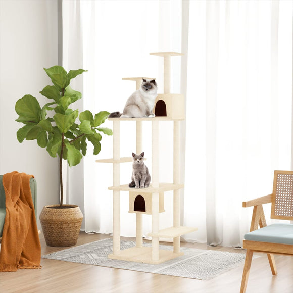 NNEVL Cat Tree with Sisal Scratching Posts Cream 176 cm