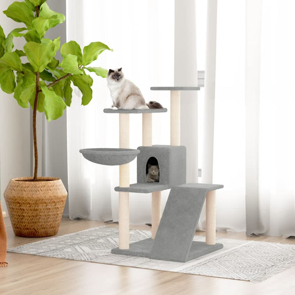 NNEVL Cat Tree with Sisal Scratching Posts Light Grey 94 cm