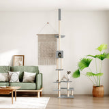NNEVL Floor to Ceiling Cat Tree Light Grey 268.5-294.5 cm