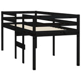 NNEVL High Sleeper Bed Black 92x187 cm Single Bed Size Solid Wood Pine