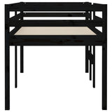 NNEVL High Sleeper Bed Black 92x187 cm Single Bed Size Solid Wood Pine