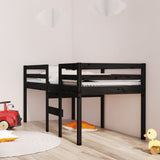 NNEVL High Sleeper Bed Black 92x187 cm Single Bed Size Solid Wood Pine