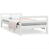 NNEVL Bed Frame White 92x187 cm Single Bed Size Solid Wood Pine