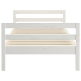 NNEVL Bed Frame White 92x187 cm Single Bed Size Solid Wood Pine