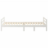 NNEVL Bed Frame White 92x187 cm Single Bed Size Solid Wood Pine