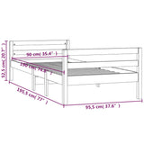 NNEVL Bed Frame White 92x187 cm Single Bed Size Solid Wood Pine