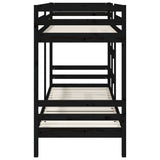NNEVL Bunk Bed Black 92x187 cm Solid Wood Pine