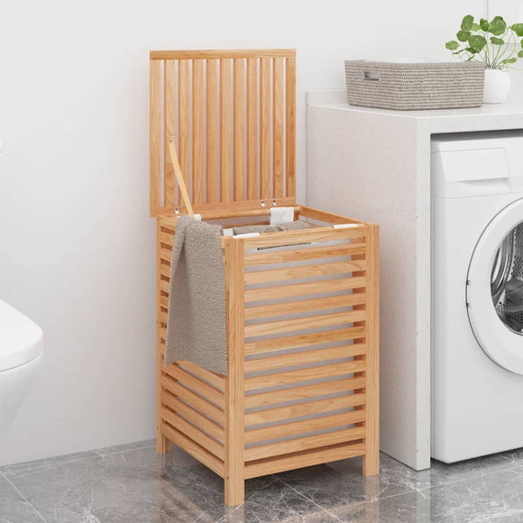 NNEVL Laundry Basket 45x45x65 cm Solid Wood Walnut