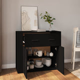 NNEVL Sideboard Black 80x33x70 cm Engineered Wood