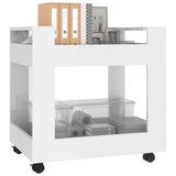 NNEVL Desk Trolley High Gloss White 60x45x60 cm Engineered Wood