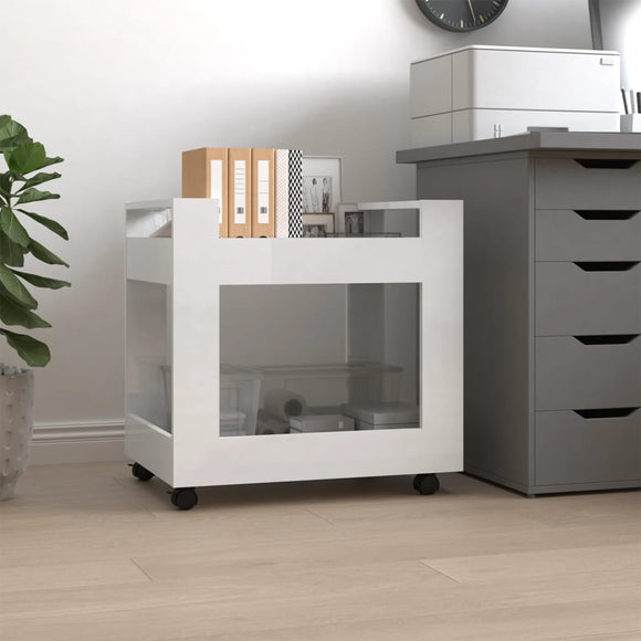 NNEVL Desk Trolley High Gloss White 60x45x60 cm Engineered Wood